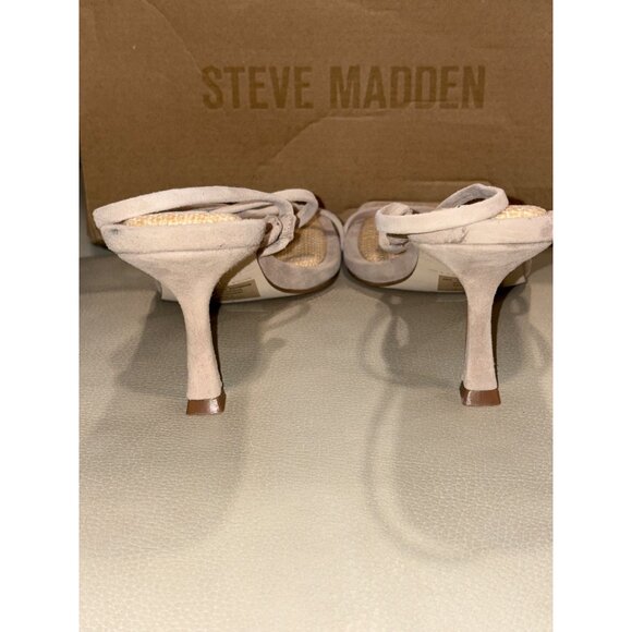 Steve Madden Locke Sandals in Taupe Raffia Tan 7.5 with box Womens high heels - Picture 7 of 11
